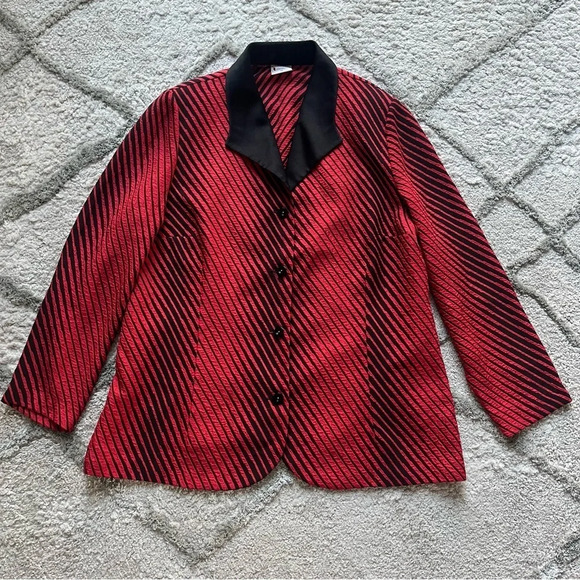 Hermann Lange collection blazer red black 44 / US size large / 12 - Picture 1 of 7